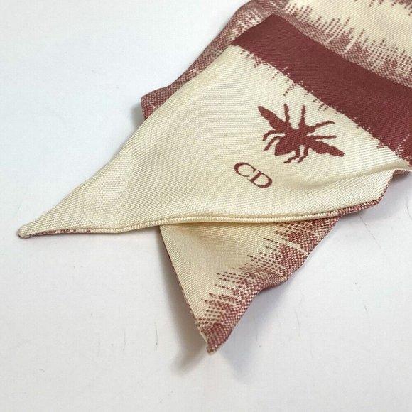 UNUSED DIOR Logo Mitsua Twilly Scarf silk Beige x Dusty Pink - Picture 6 of 12
